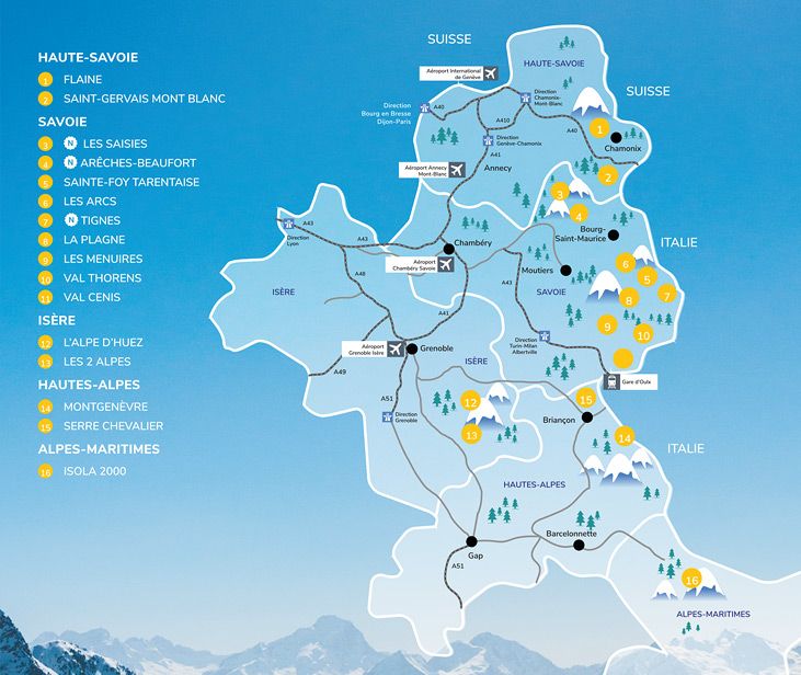 carte des stations de ski